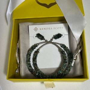 Kendra Scott Russel Drop Hoop Earrings African Turquoise Seed Beads Green